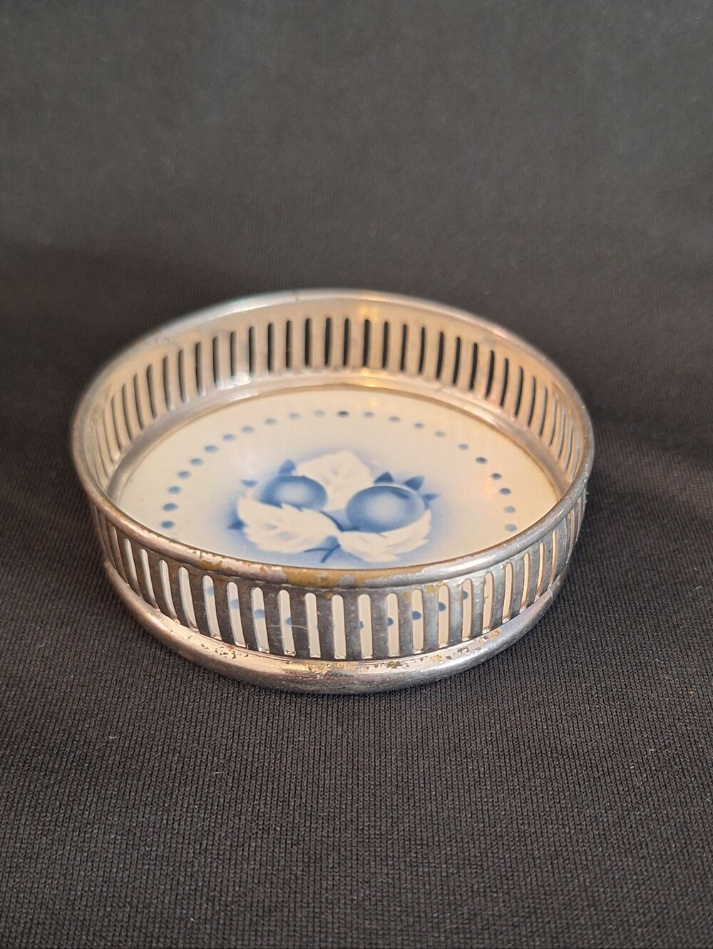 Vintage German Porcelain And Metal Coastet Blue White